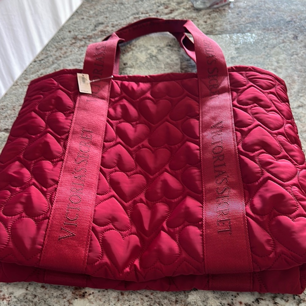 Victoria's Secret Red Quilted Tote Bag